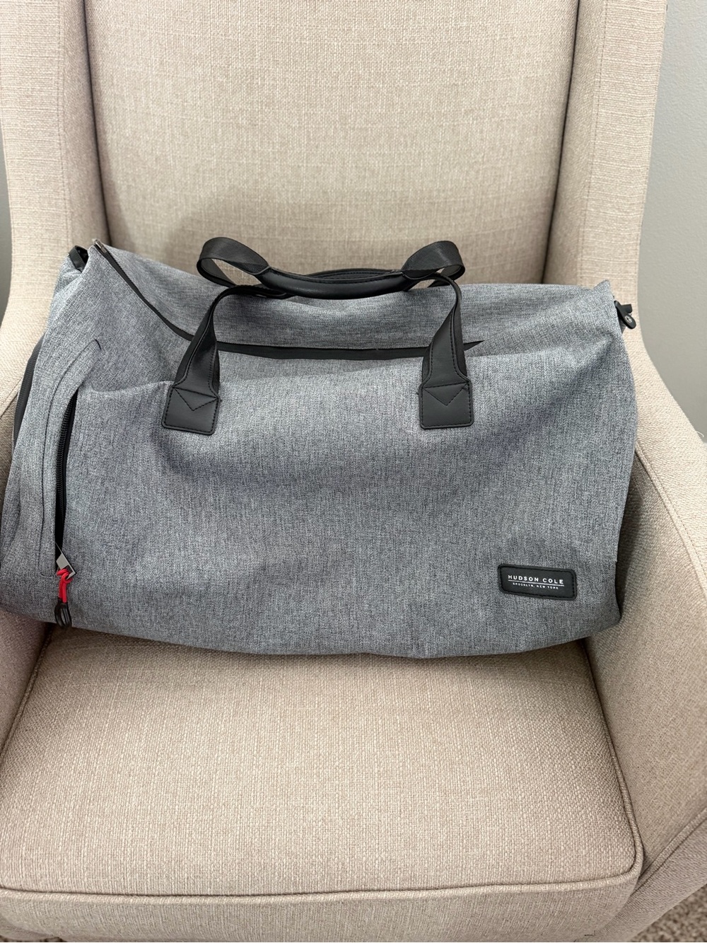 Hudson Jeans Gray Canvas Duffel with Black Handles
